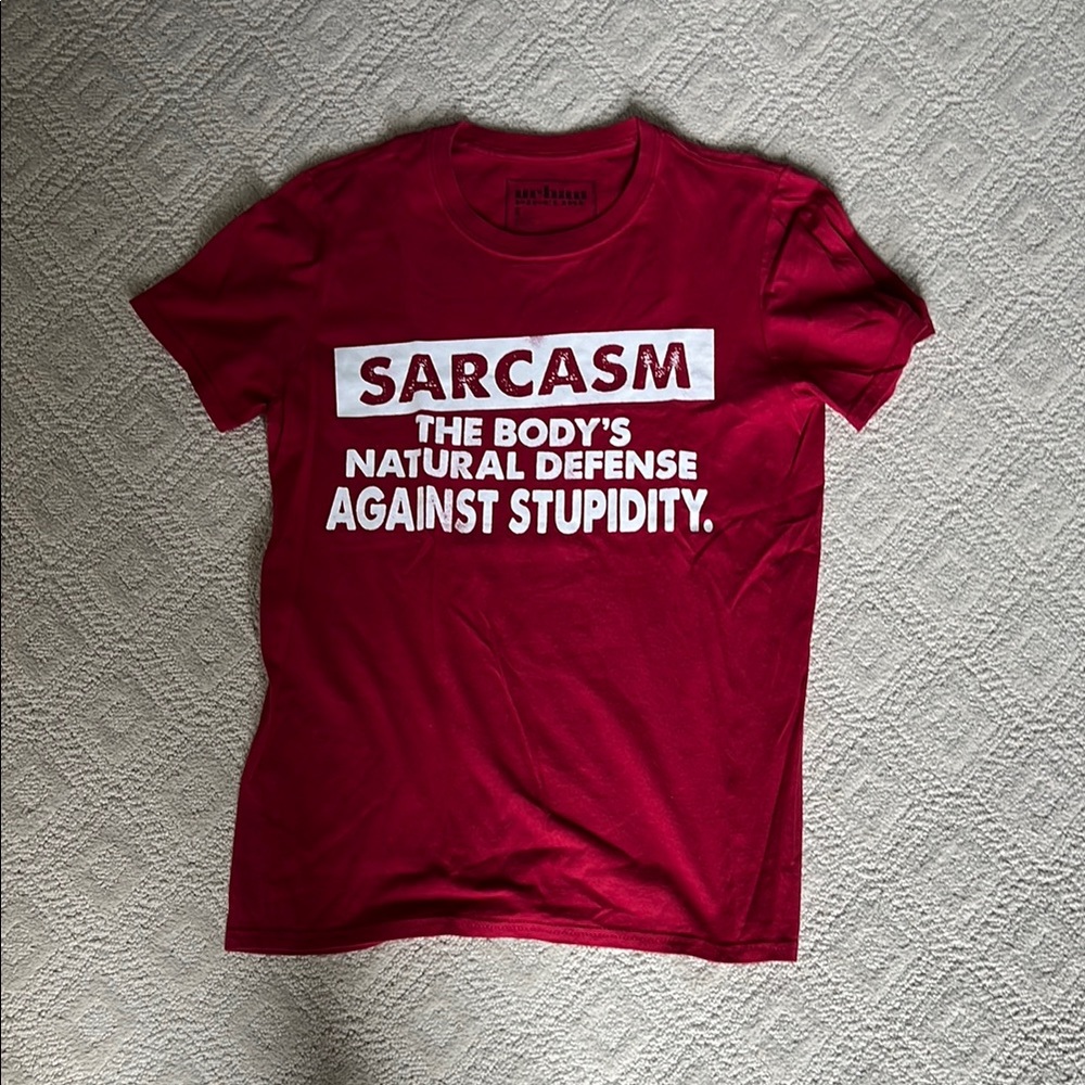 Red Graphic T-Shirt with Sarcasm Print